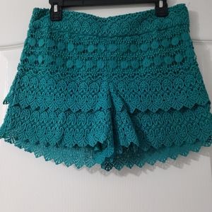 LOFT brand teal crochet shorts